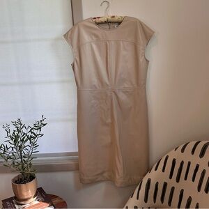 Prologue Faux Leather Short Sleeve Dress Taupe Size L